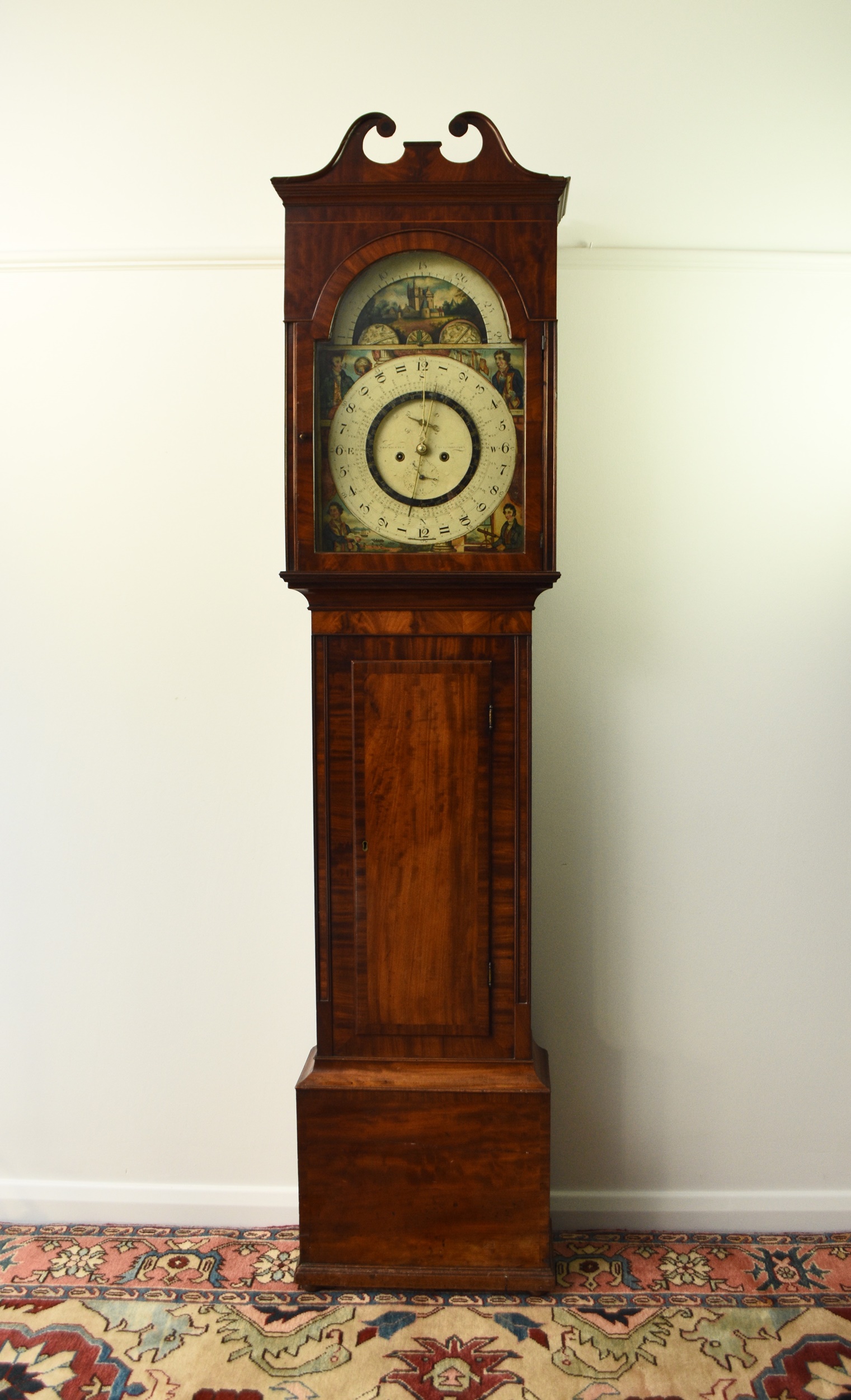 An unusual George III mahogany tidal dial longcase clock by Thomas Gilmour Halls Fine Art